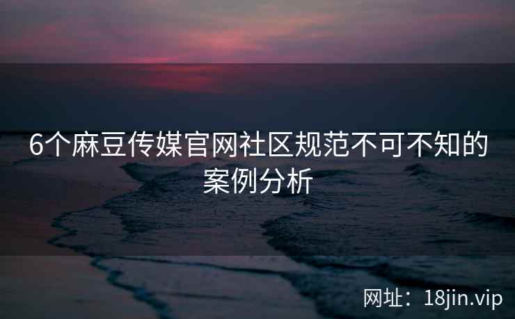 6个麻豆传媒官网社区规范不可不知的案例分析
