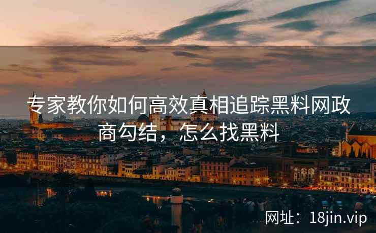 专家教你如何高效真相追踪黑料网政商勾结，怎么找黑料